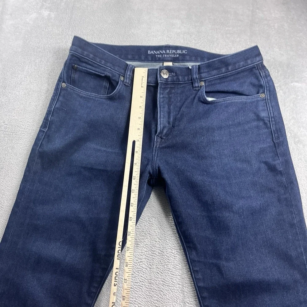 Banana Republic Traveler Jean 33x24* Slim Fit Mens Denim Pant‎ Blue Dark Wash